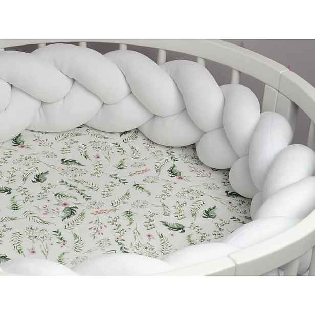 Sametový mantinel pletený do copu ze 3 pramenů Zvolte barvu: Bílá, Zvolte rozměr: 300 cm
