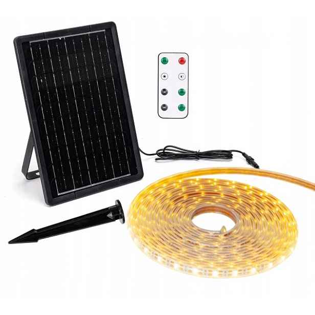 Set Solární Led páska teplá barva 20 m 200 W IP65 hermetická s dálkovým ovládáním