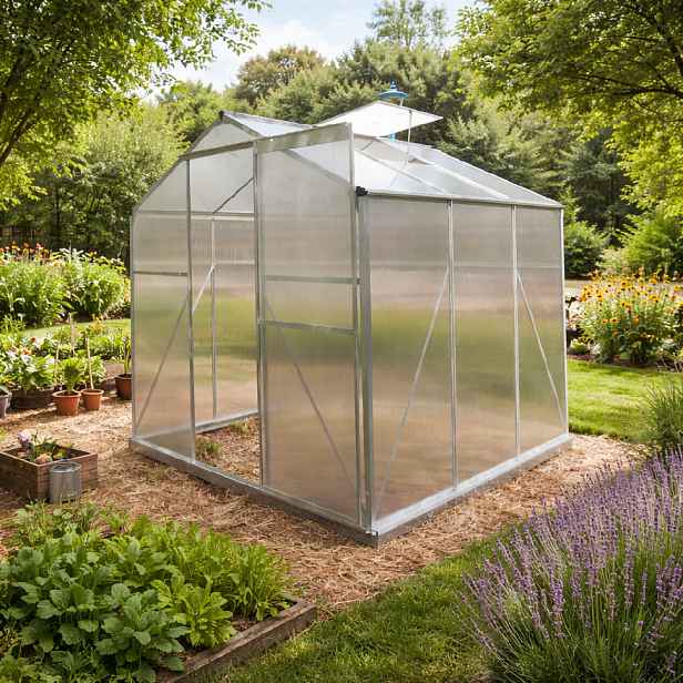 Skleník se základnou BestBerg BBGH-606S / 3,61 m² / 190 × 190 × 194 cm / stříbrná