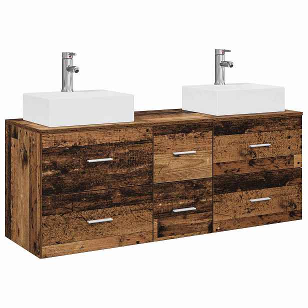 vidaXL Sada koupelnových skříněk 3 ks Staré dřevo 49,5 x 41 x 62,5 cm