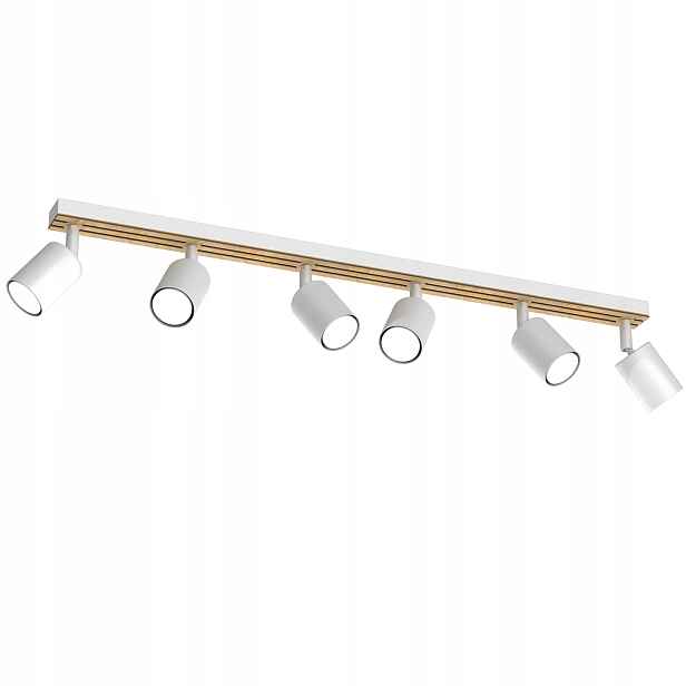 Stropní bodové svítidlo bílý mat dřevěný hnědý 6 bodů 80 cm Luminex