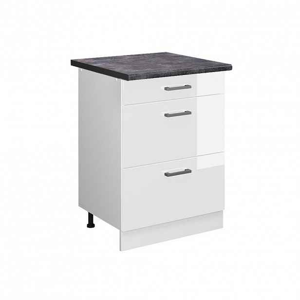 Vicco SPODNÍ SKŘÍŇKA KUCHYŇSKÉ LINKY R-Line Bílá vysoký lesk 60 cm se zásuvkami, PD Antracit