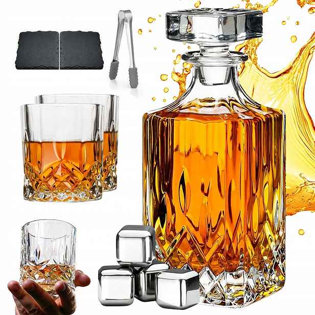 Karafa Sklenice 700ML Na Whisky Krabička Svatba Výročí 2 Sklenice Sada
