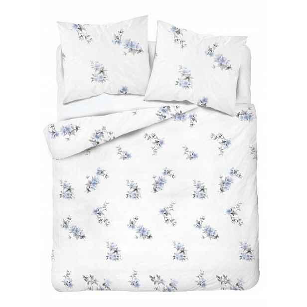 Povlečení saténové 220x200 bílé modré květy Home Satin
