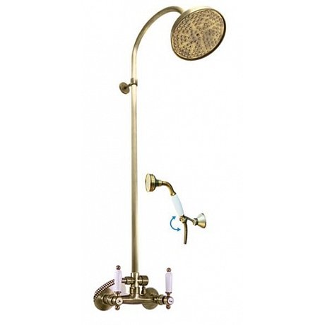 Sprchová baterie RAV SLEZÁK MORAVA se sprchovým setem 150 mm stará mosaz MK581.5/3SM