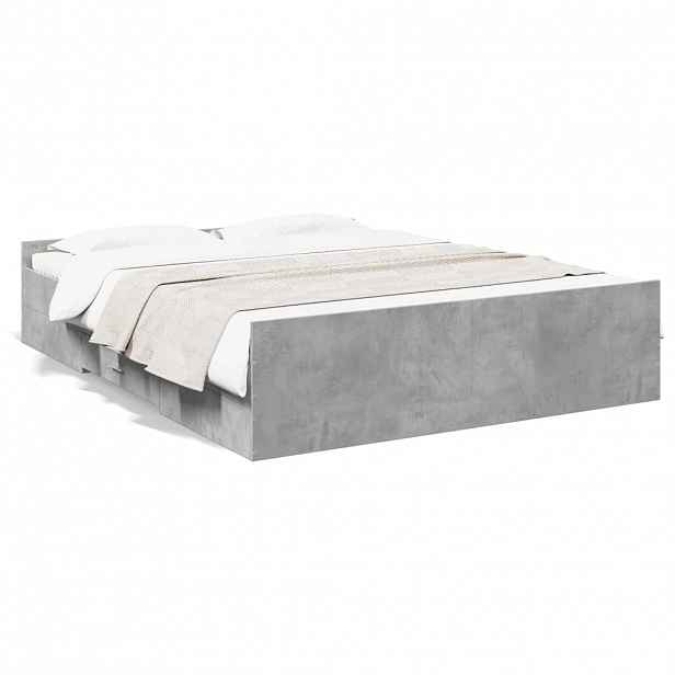 vidaXL Rám postele se zásuvkami betonově šedý 150 x 200 cm kompozit