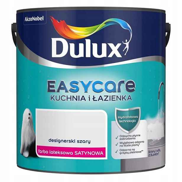 Dulux Barva Easycare Kuchyň A Koupelna 2,5L Designový Šedý Saténový