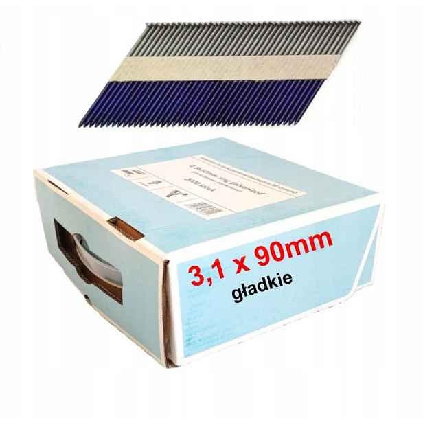 Hřebíky do hřebíkovačky spojené papírem 3,1x90 mm hladké 34° 2000ks