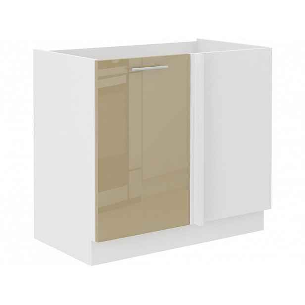 Prodloužená rohová skříňka LAJLA - šířka 105 cm, cappucino / bílá