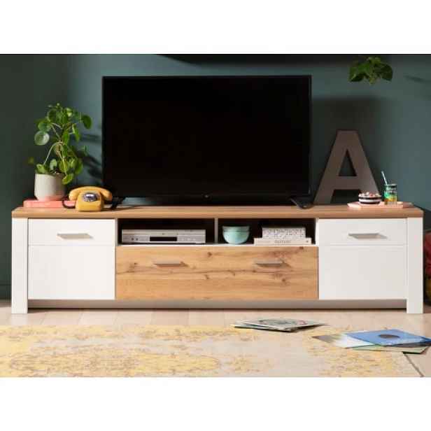 TV skříňka Matera, 209 cm, starý dub/bílá