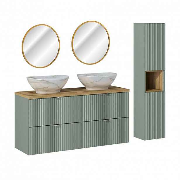 Petits-meubles KOUPELNOVÝ NÁBYTEK 120.4cm Jade 2er-Set Zelená a dřevo