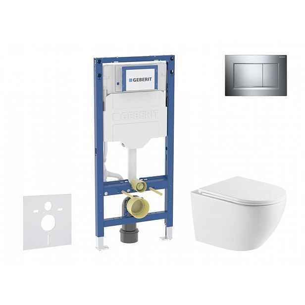 Geberit Duofix - Set předstěnové instalace, klozetu Oudee a sedátka softclose, tlačítko Sigma20, chrom SANI11CA1165