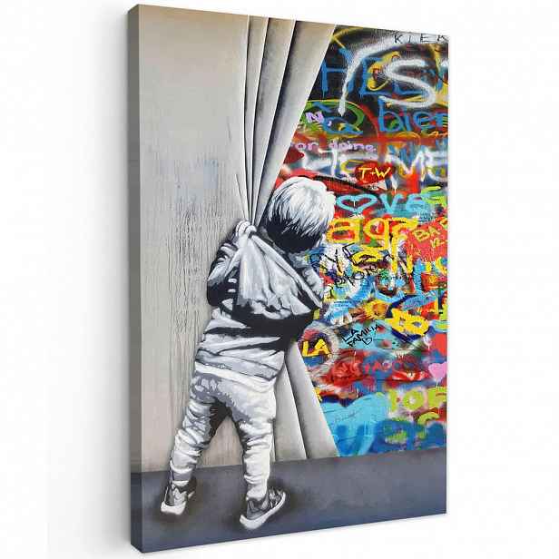 MuchoWow OBRAZ NA PLÁTNĚ Graffiti - Chlapec - Ilussie - Street art 40x60 cm