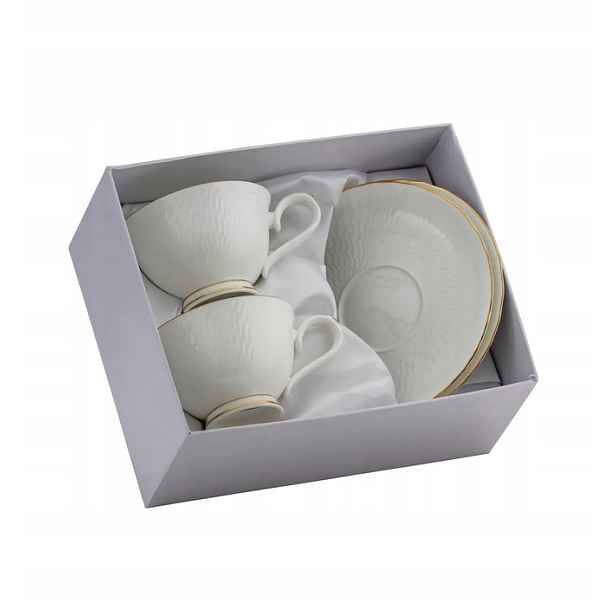 Sada šálků 250 ml elegantní podšálek sada 2 ks Bone China