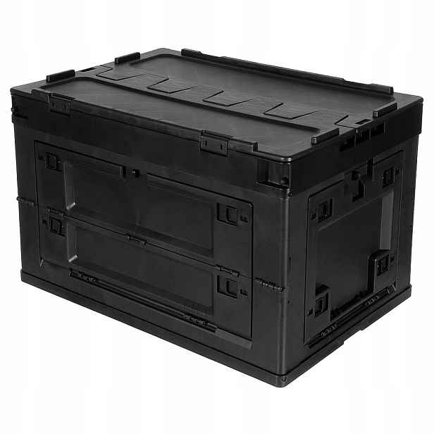 Skládací přepravní box s úložným boxem Mfh 60 l černý