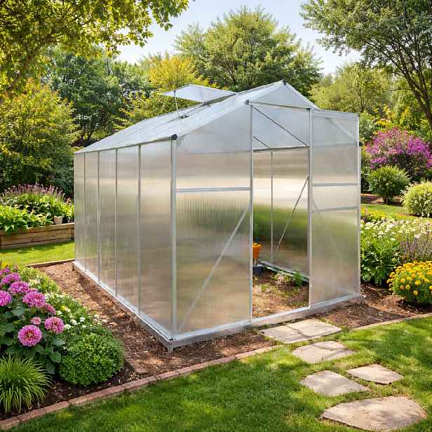 Skleník se základnou BestBerg BBGH-1006S / 5,95 m² / 313 × 190 × 194 cm / stříbrná