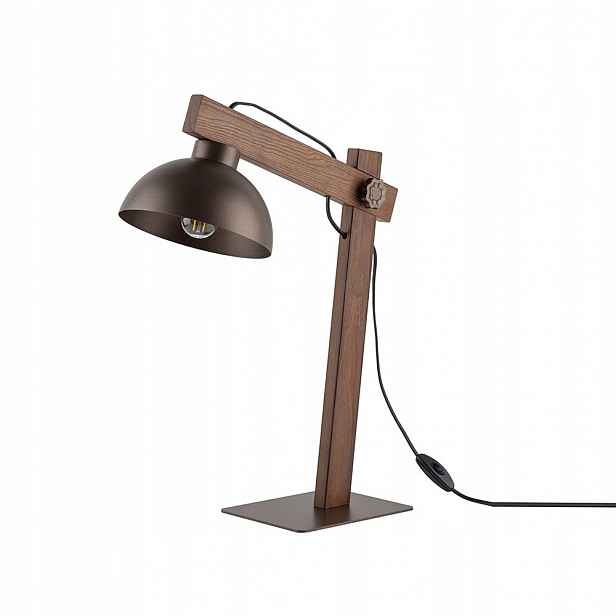 Stolní lampa na výložníku Dřevěná, hnědá, kabinetová Oslo Tk Lighting