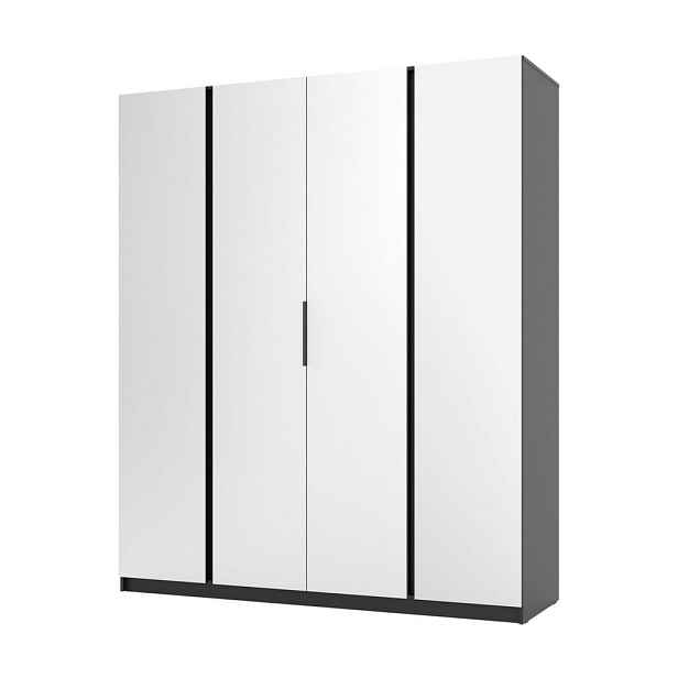 MASSENO ŠATNÍ SKŘÍŇ S OTOČNÝMI DVEŘMI CAGLIARI, 200/239/61,9 cm 4dveřová se zrcadlem, černá