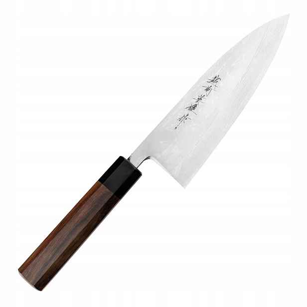 Hideo Kitaoka Shirogami Satin Japonský Nůž Deba na filetování 61 Hrc 18 cm