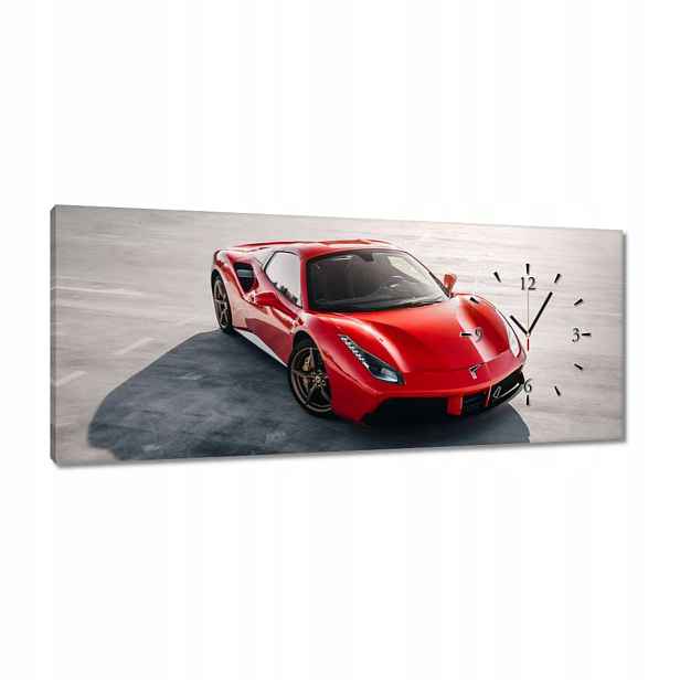 Hodiny 100x40 Červené Ferrari Střela