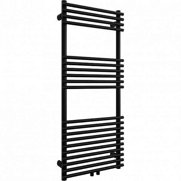 Koupelnový radiátor Luigi - středové připojení 50mm/boční - 545W - černá matná - 1200x500 mm