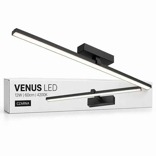 Lampa do zrcadla Venus Led 12W 60 cm černá koupelnová 4200K IP44 840lm