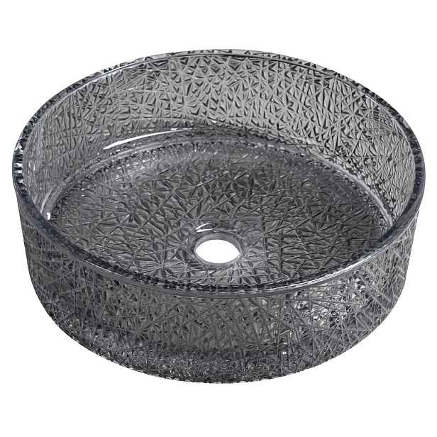 Sapho ERSEL skleněné gravírované umyvadlo na desku O 39,5cm, černá