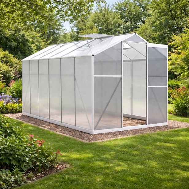 Skleník se základnou BestBerg BBGH-1206S / 7,05 m² / 371 × 190 × 194 cm / stříbrná