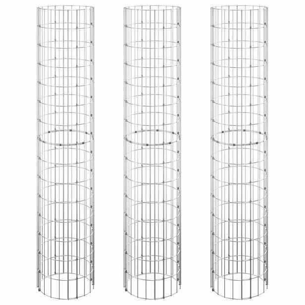 vidaXL Kruhové gabionové záhony 3 ks pozinkovaná ocel Ø 30 x 150 cm