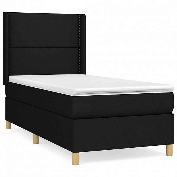 vidaXL Box spring postel s matrací černá 100 x 200 cm textil