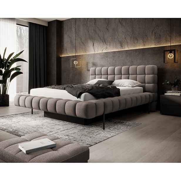 Čalouněná postel s úložným prostorem 180x200 MINARO - světle hnědá