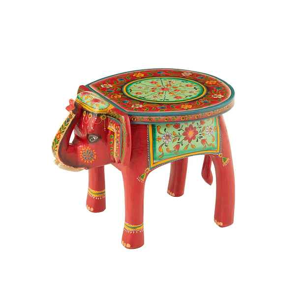 Dřevěný barevný stůl / stolička slon Mumbai mango wood - 48*35*36 cm J-Line by Jolipa