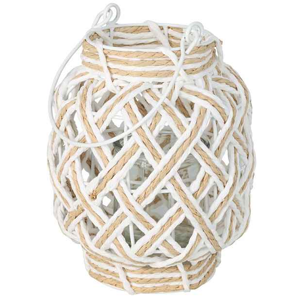 H&S Decoration Pletená lucerna LAMPO 20 cm bílá