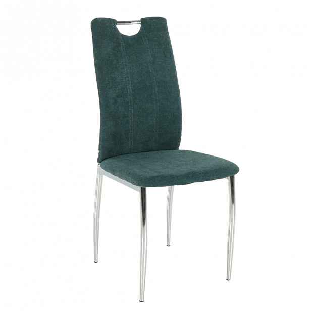 Jídelní židle OLIVA NEW samet / chrom Tempo Kondela Tmavě zelená