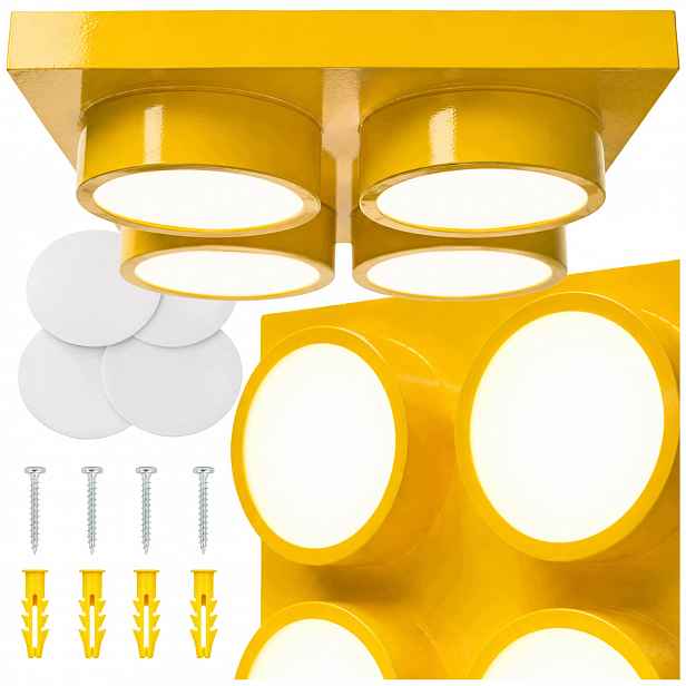 Led Lampa Klocek Pro Fanoušky Lego 40x40 CM Žlutá Stropní Svítidlo Do Dětského Pokoje