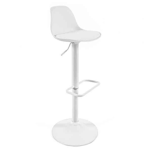 Matně bílá barová židle s nastavitelnou výškou z imitace kůže (výška sedáku 60 cm) Orlando-T – Kave Home