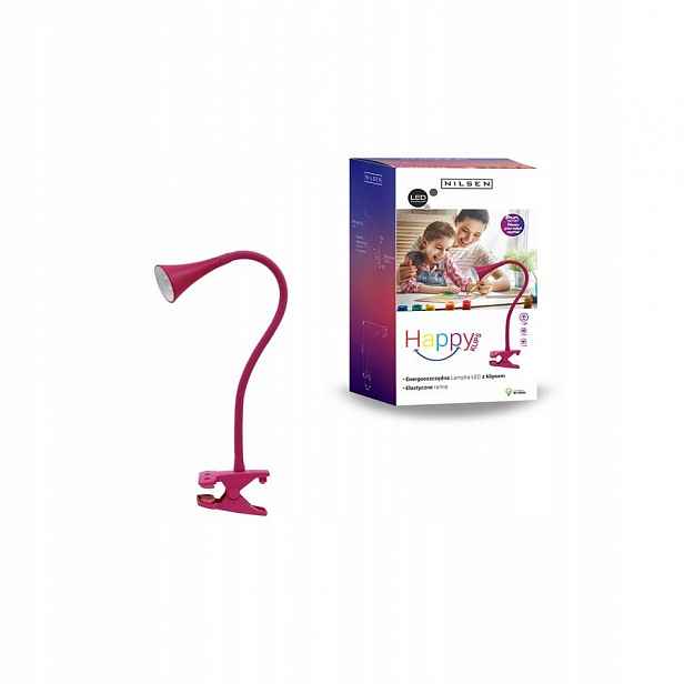 Nilsen Stolní Lampa S Led Klipem 2,5W Růžová