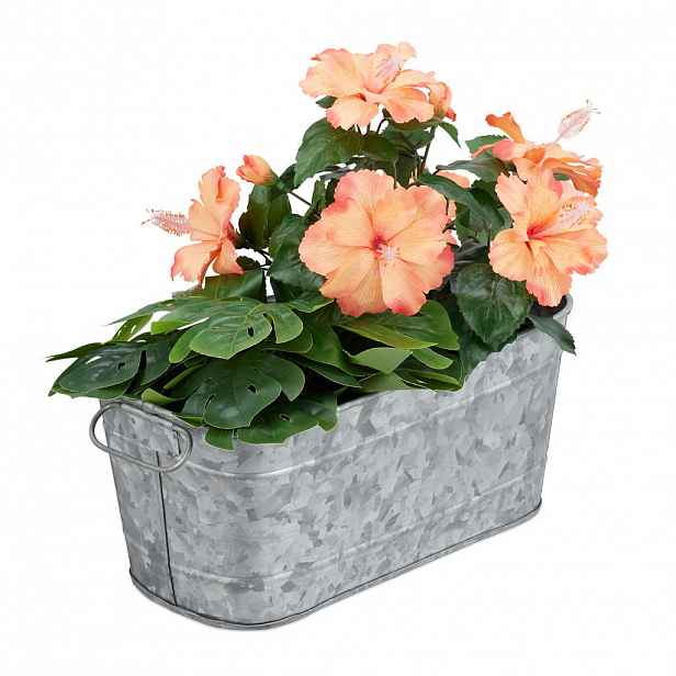 Relaxdays TRUHLÍK Zinkový kovový se 2 úchyty 38 cm
