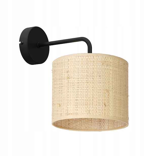 Nástěnné svítidlo Luminex Rattan černý krémový 1xE27 15W stínidlo