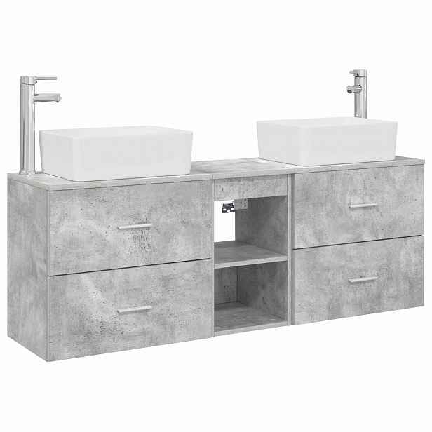 vidaXL Sada koupelnových skříněk 3 ks Betonově šedá 136 x 35 x 80 cm
