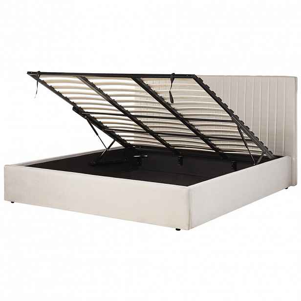 Beliani POSTEL s úložným prostorem 180/200 cm Látka Světle béžová Vion