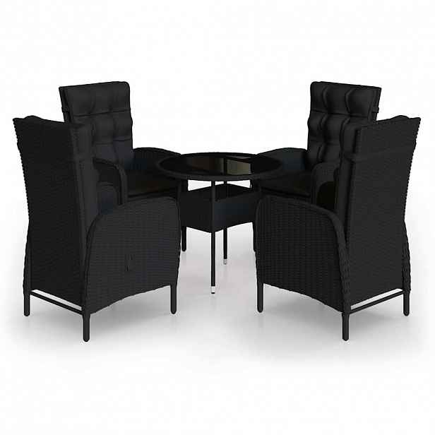 vidaXL 5dílný zahradní bistro set polyratan černý