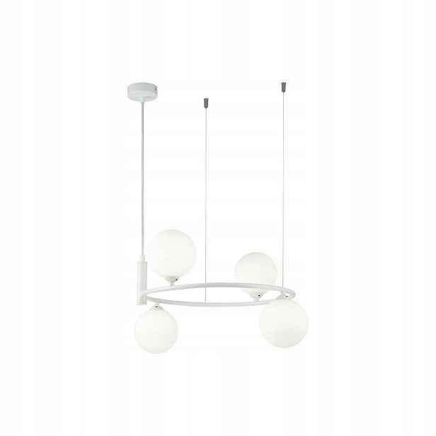 Závěsná lampa bílá moderní 4 bílé koule do obývacího pokoje jídelny Maytoni