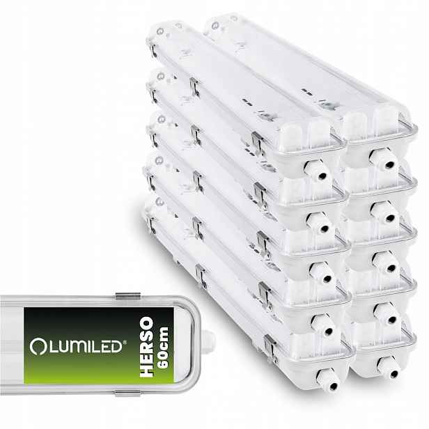 10 x Led hermetické svítidlo 60 cm Lampa pro zářivky 2x T8 G13 do garáže