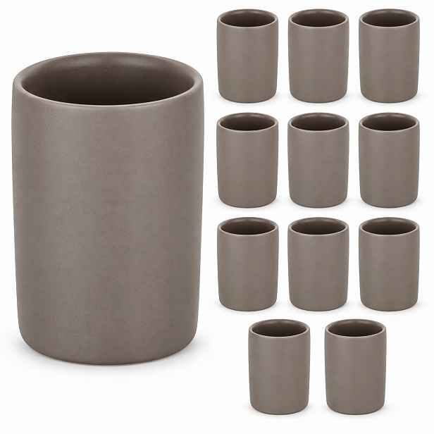 12 x nádoba na kelímek na kartáčky z keramiky taupe Wenko Polaris