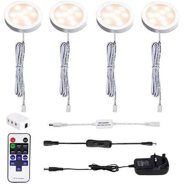 Led lampy Aiboo 2700K sada s dálkovým ovládáním teplá bílá 4 kusy do skříně