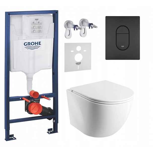 Podomítkový Wc set Grohe s miskou Omnires a tlačítkem černý mat
