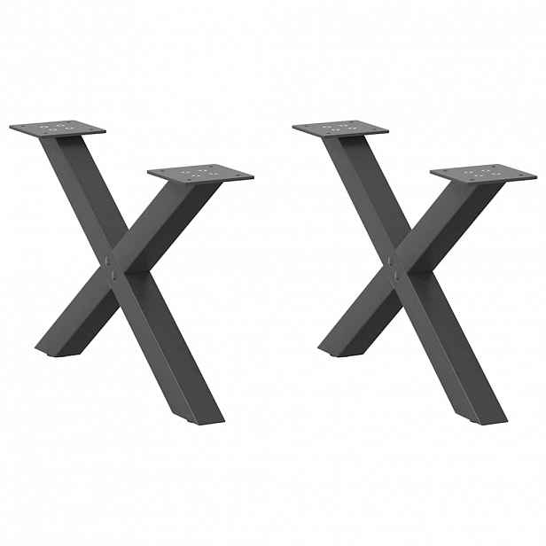 vidaXL Nohy konferenčního stolku ve tvaru X, 2 ks, antracitové, 50 x (30-31) cm, ocel