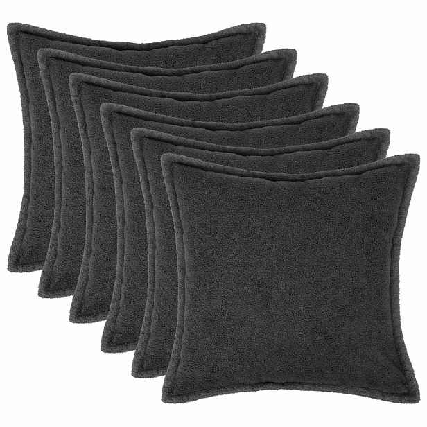 vidaXL Povlak na polštář 6 ks HOUTEN Tmavě šedá 35 x 35 cm Bouclé