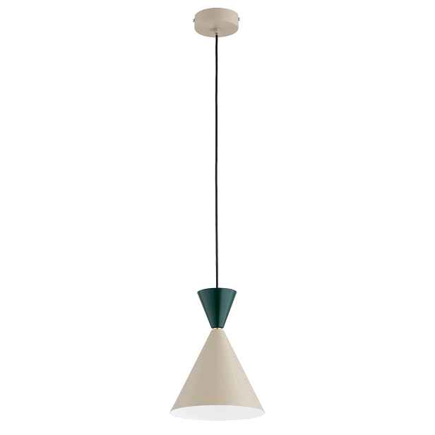 Závěsná lampa béžovo-zelená dvojitý kužel 1xE27 15W Entori Alfa